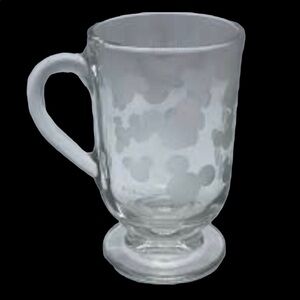 Disney Frosted Mickey Mouse Ears On 10 Oz Pedestal Mug- 5” Tall -Libbey Glass